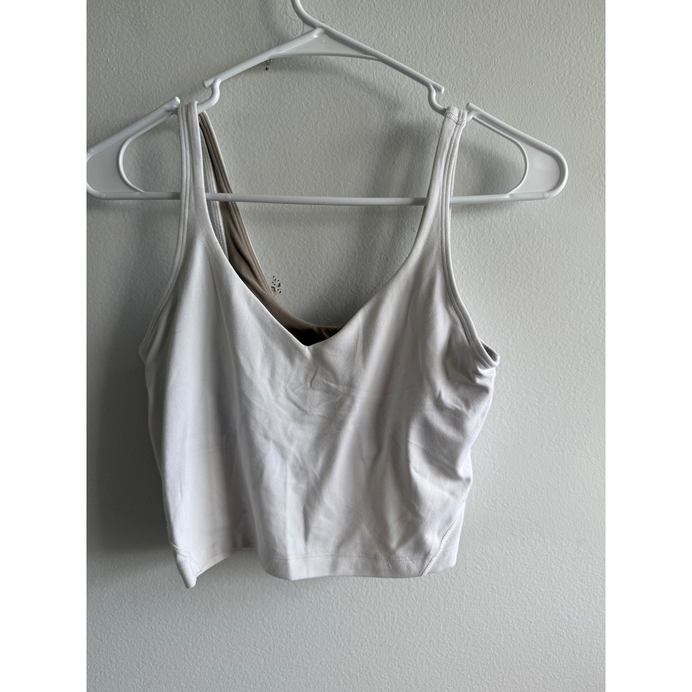 Lululemon Align Tank Top White Tan Lining LW1CW8S Size 6